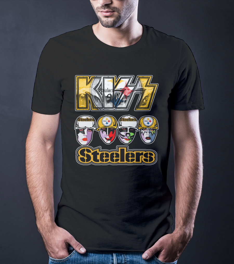 Kiss Steelers Pittsburgh Faces In Helmets T-Shirt
