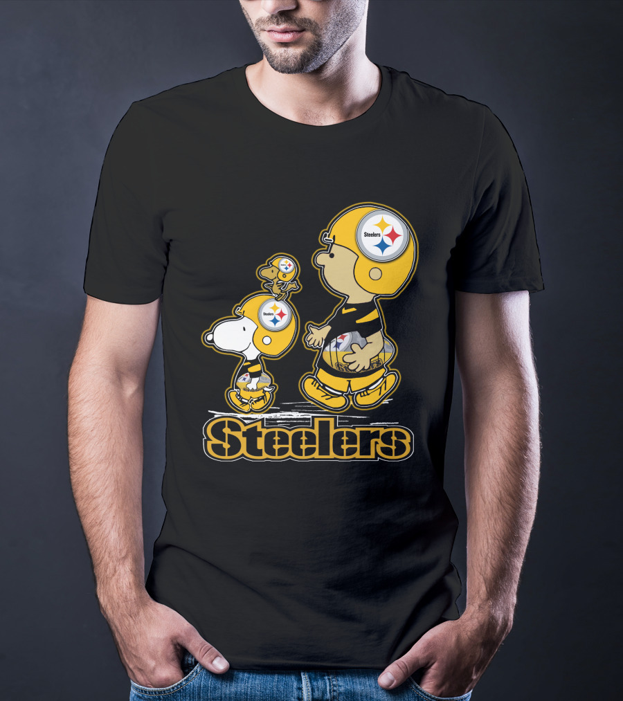 Snpfootball Pittsburgh Steelers Charlie Brown And Snoopy Peanuts Steelers Helmets T-Shirt