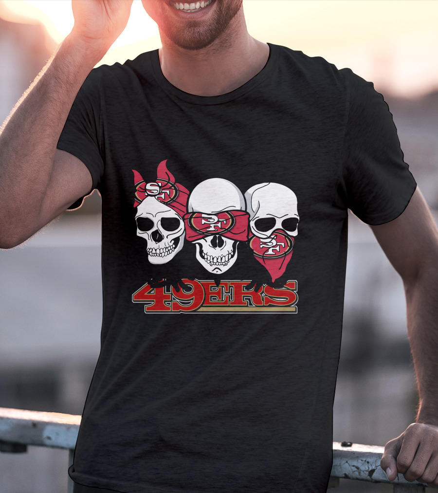 San Francisco 49ers Skull Trio With Bandanas T-Shirt