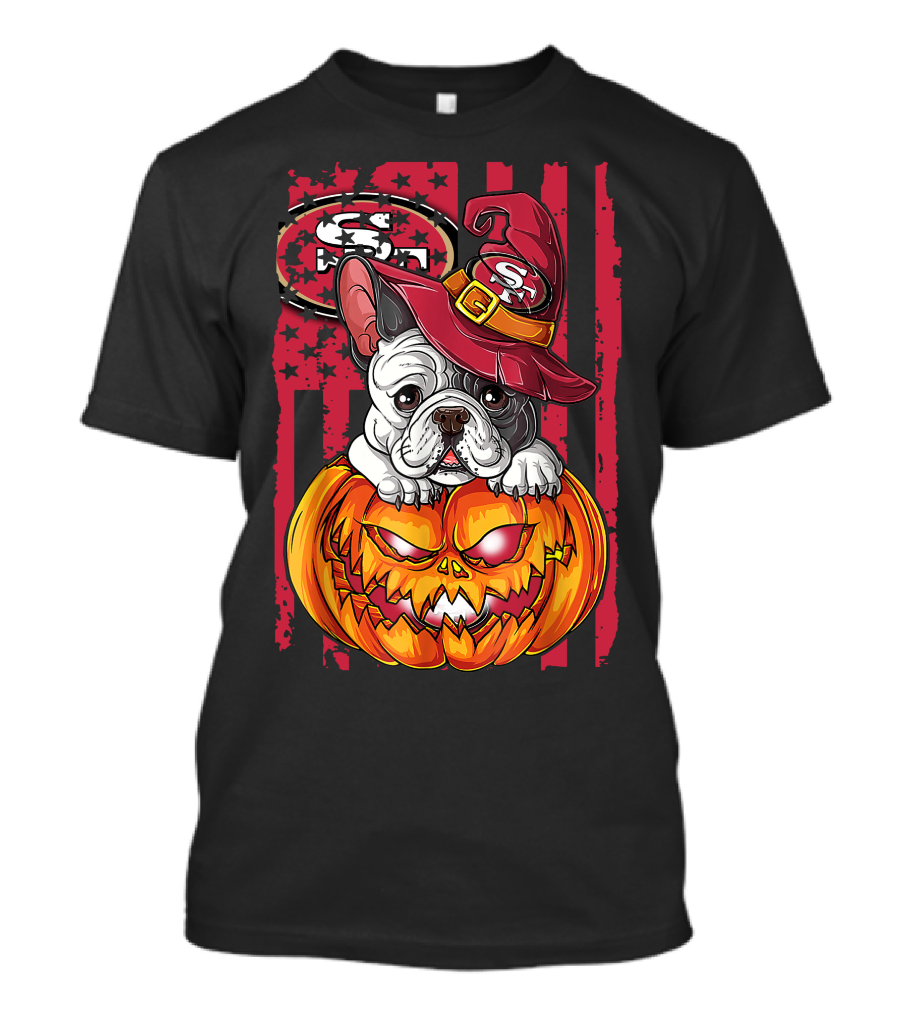 Hlw Bulldog San Francisco 49ers Halloween Pumpkin T-Shirt
