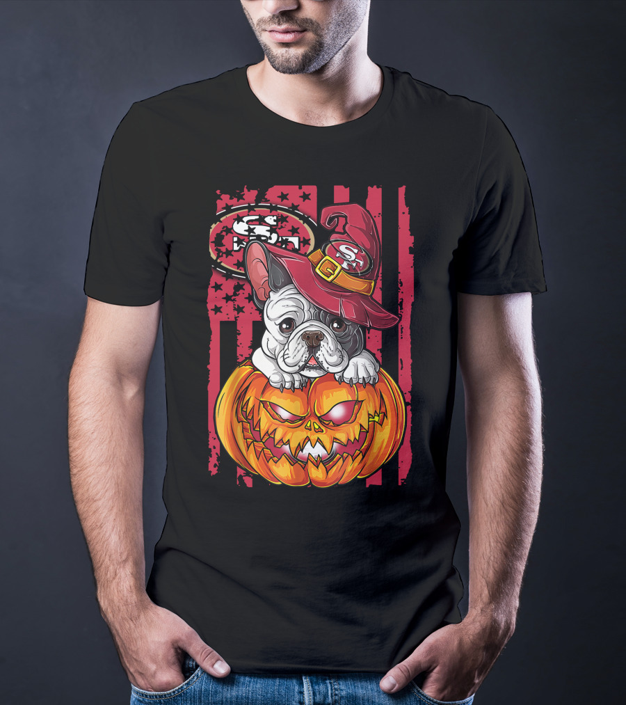 Hlw Bulldog San Francisco 49ers Halloween Pumpkin T-Shirt
