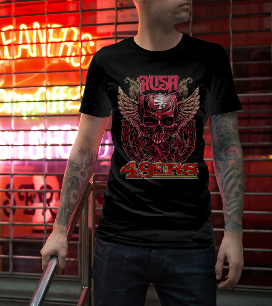 Rush San Francisco 49ers Winged Skull Logo 49ers T-Shirt
