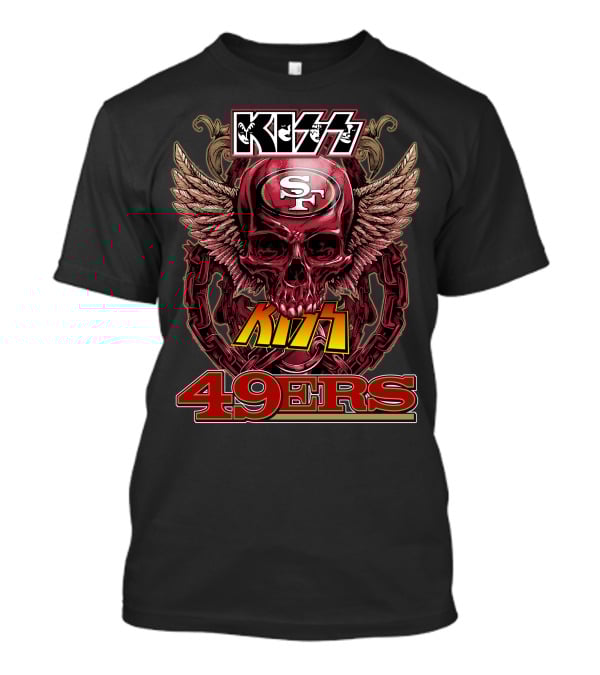 Kiss SF 49ers Skull Wings Chain T-Shirt