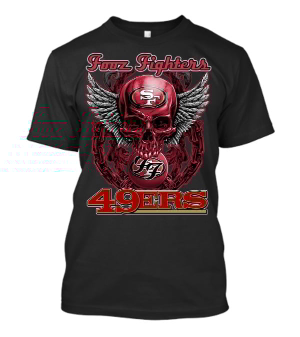 Fooz Fighters SF 49ers Skull Wings Chain T-Shirt