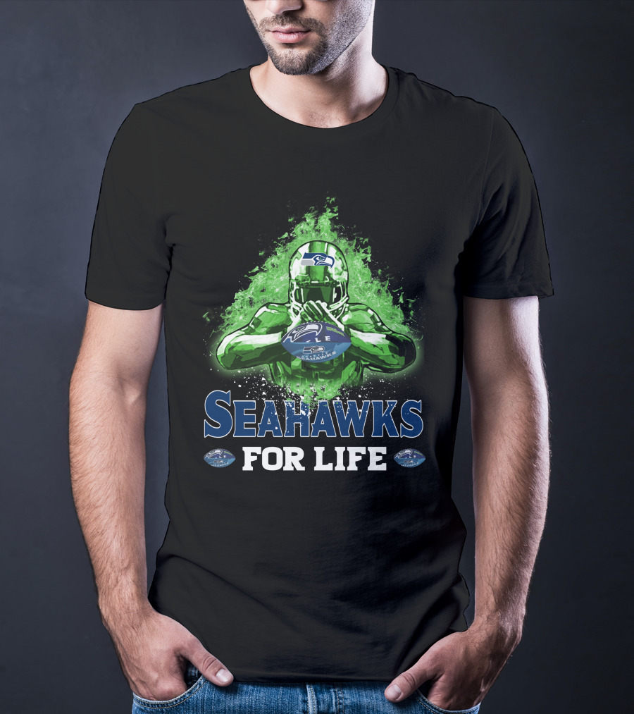 Seahawks For Life Seattle Football Fan Art Green Splash T-Shirt