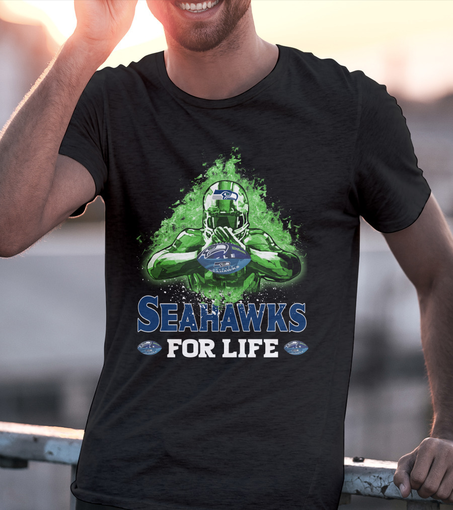 Seahawks For Life Seattle Football Fan Art Green Splash T-Shirt