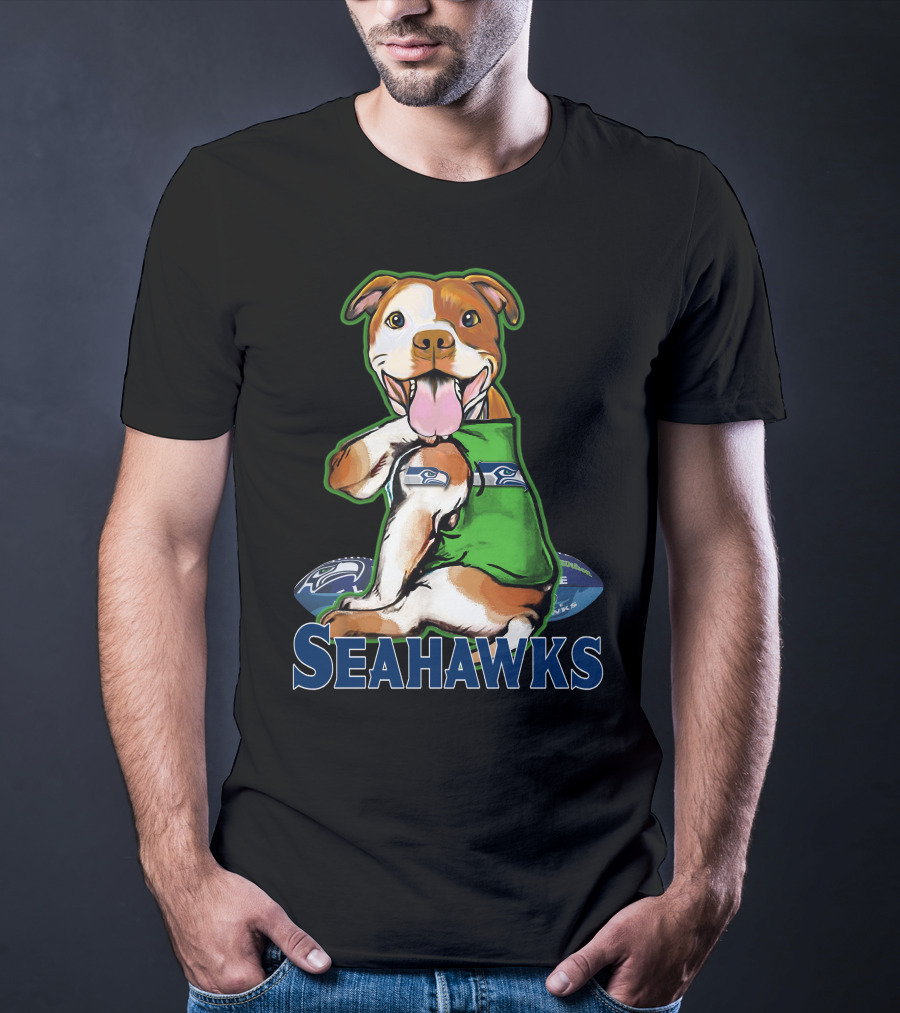 Pittbull Seattle Seahawks Fan Dog T-Shirt
