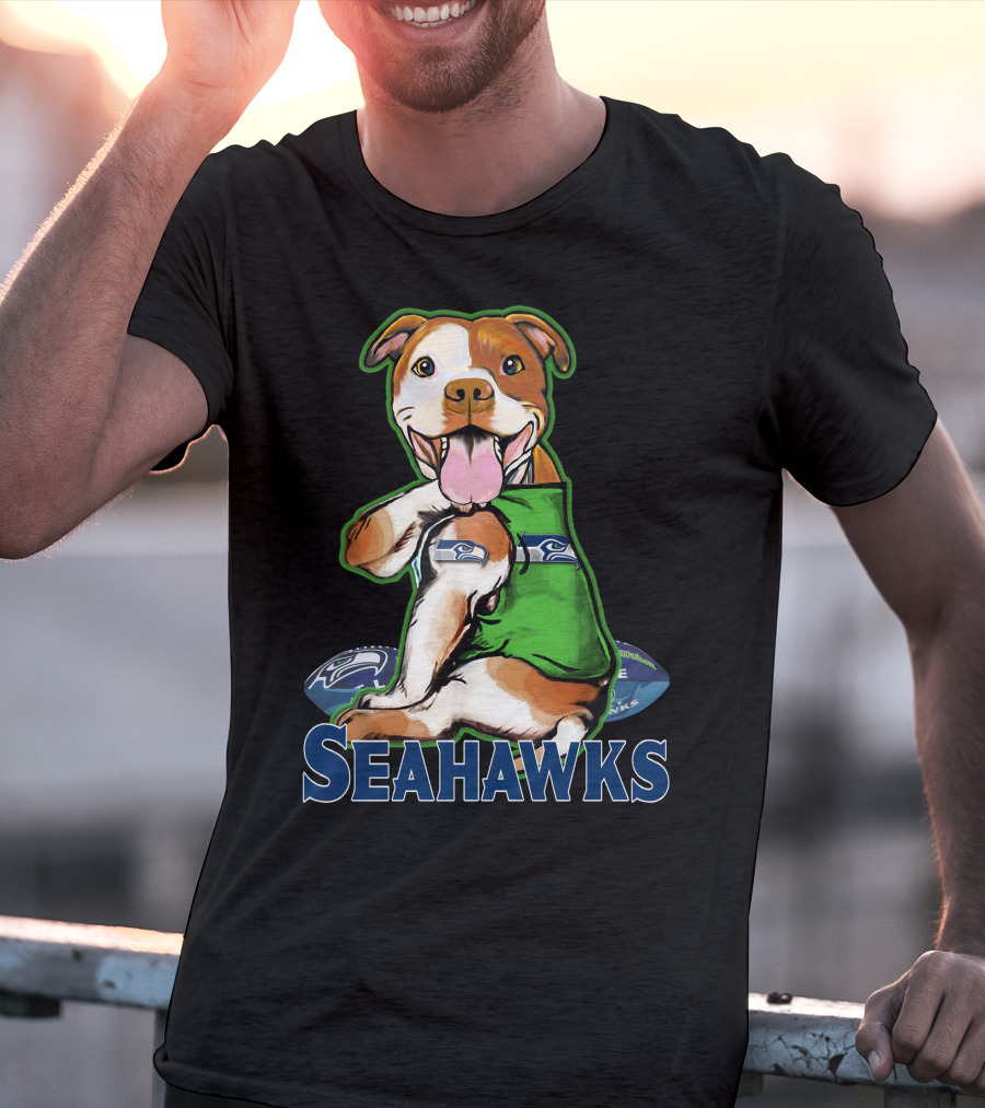 Pittbull Seattle Seahawks Fan Dog T-Shirt