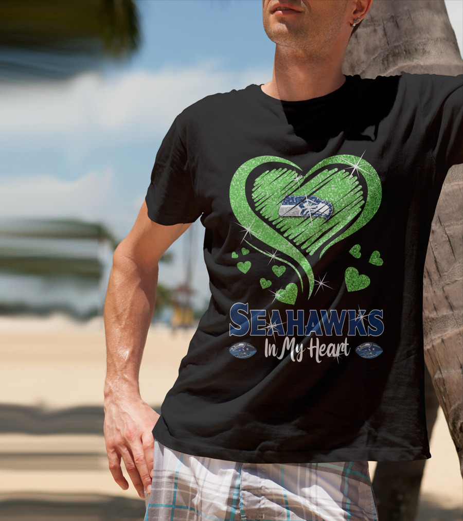 Seahawks In My Heart Sparkling Glitter Design With Team T-Shirt