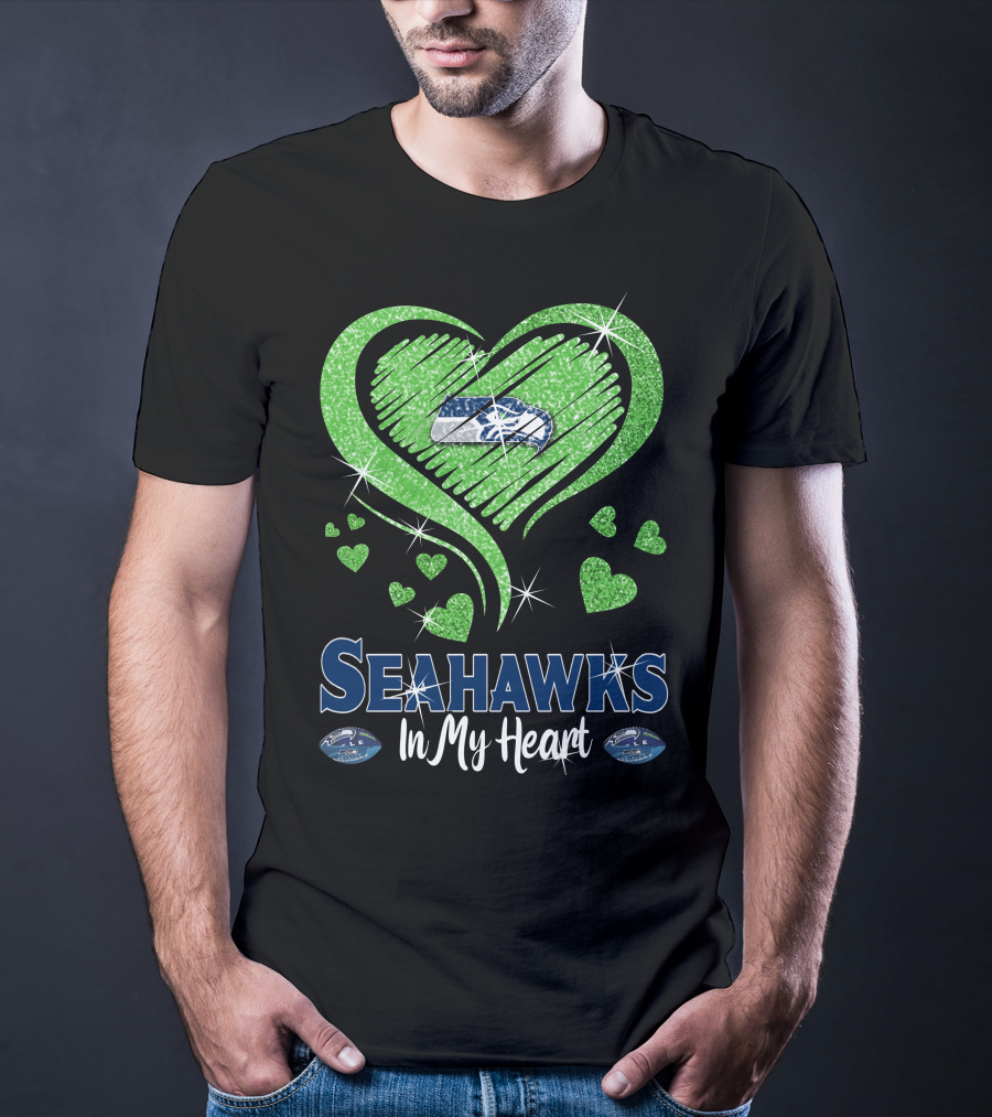 Seahawks In My Heart Sparkling Glitter Design With Team T-Shirt