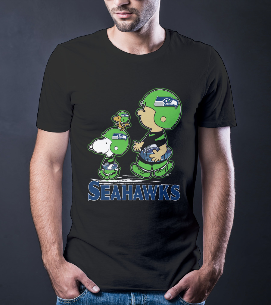 Snpfootball Seattle Seahawks Peanuts Characters Football Helmets Collaboration T-Shirt
