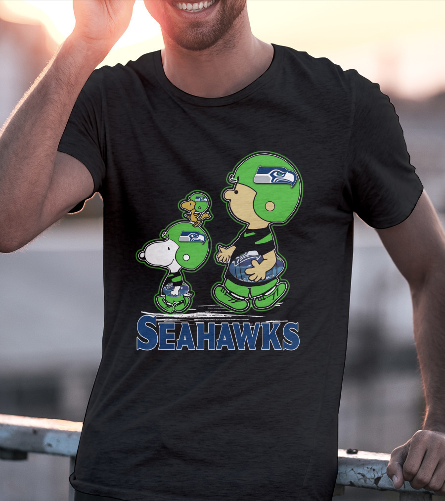 Snpfootball Seattle Seahawks Peanuts Characters Football Helmets Collaboration T-Shirt