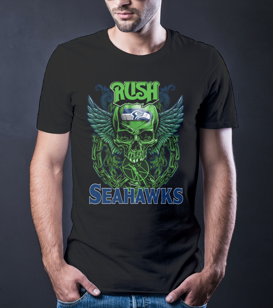 Rush Seattle Seahawks Skull Wing T-Shirt
