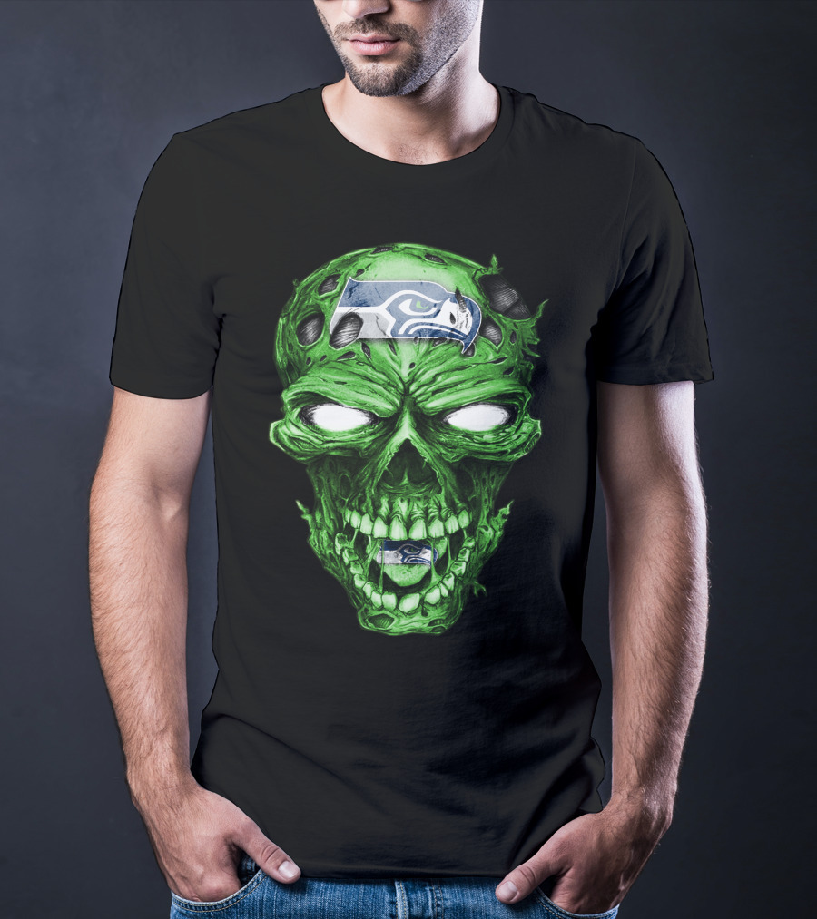 Skull V2 Seattle Seahawks Green Zombie T-Shirt