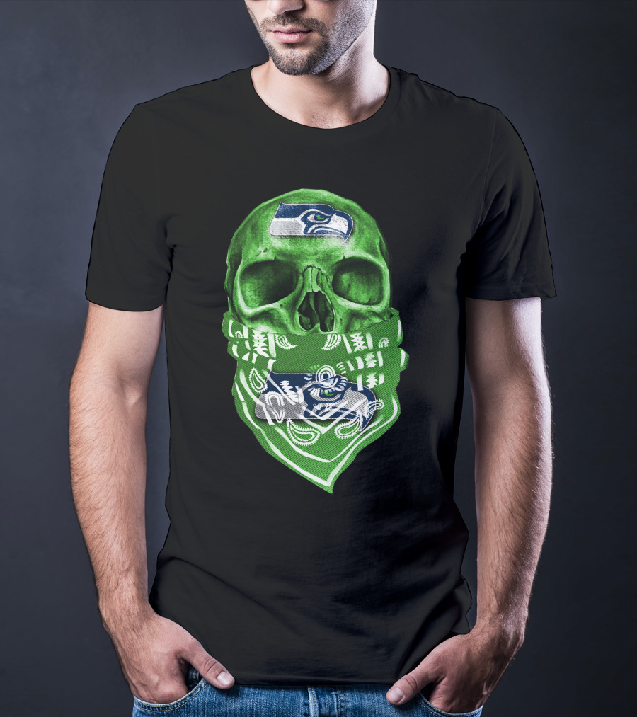 Skull V5 Seattle Seahawks Logo Bandana T-Shirt