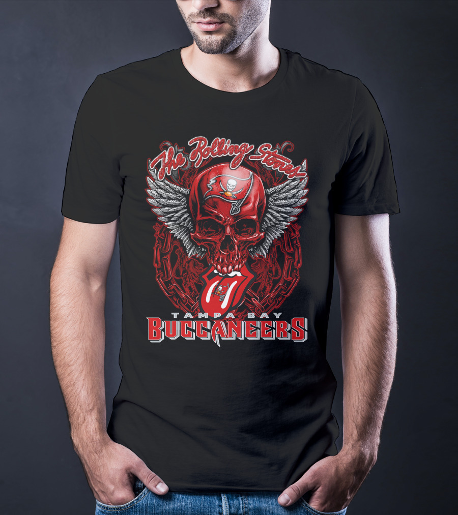 The Rolling Stones Tampa Bay Buccaneers Skull With Wings And Tongue T-Shirt