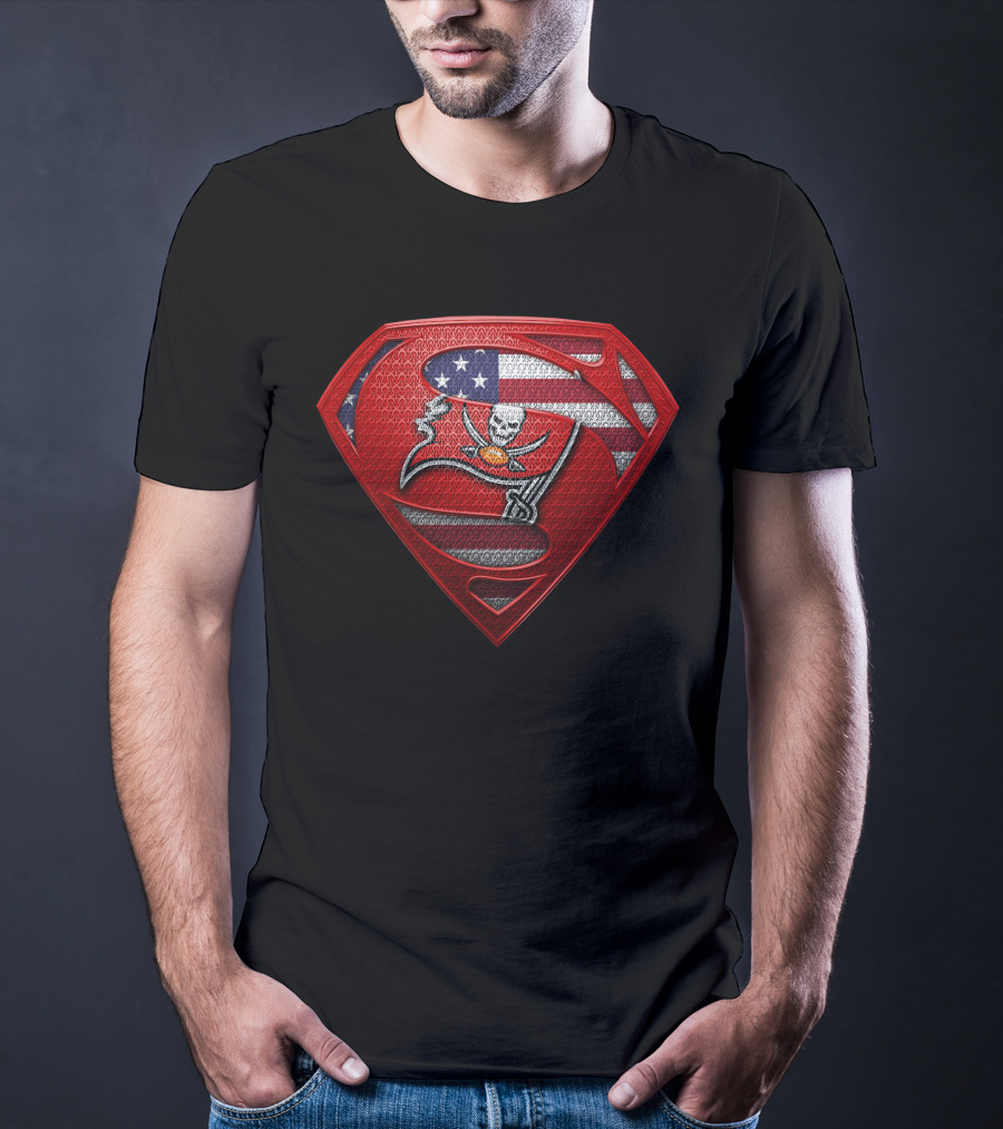 Tampa Bay Buccaneers American Flag Superman T-Shirt