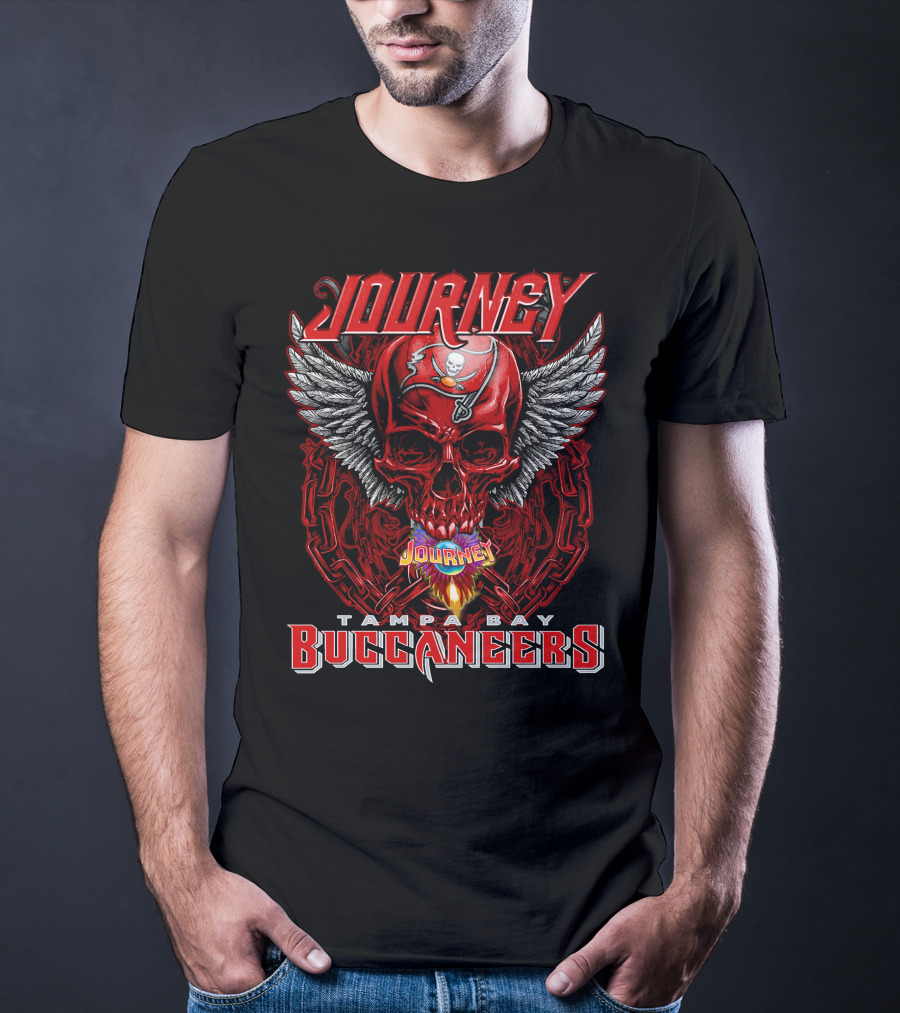 Journey Tampa Bay Buccaneers Skull Wings Chain Flame T-Shirt