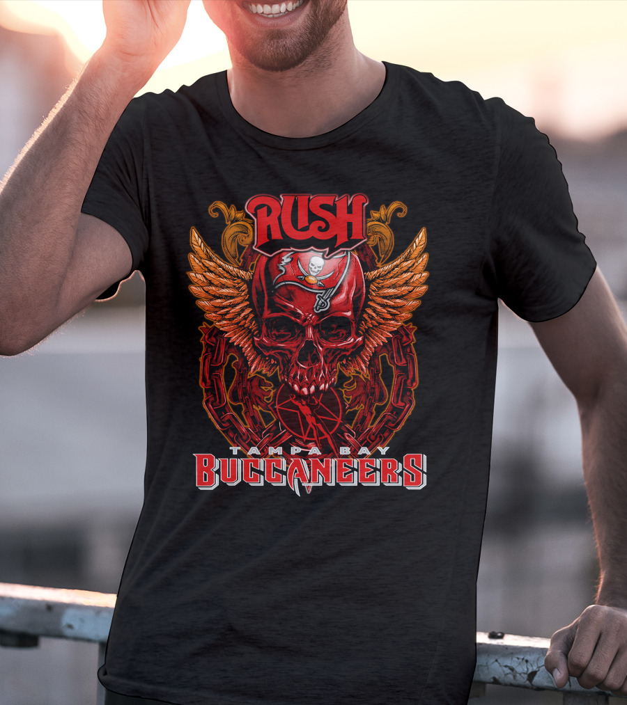 Rush Tampa Bay Buccaneers Skull Wings And Chains T-Shirt