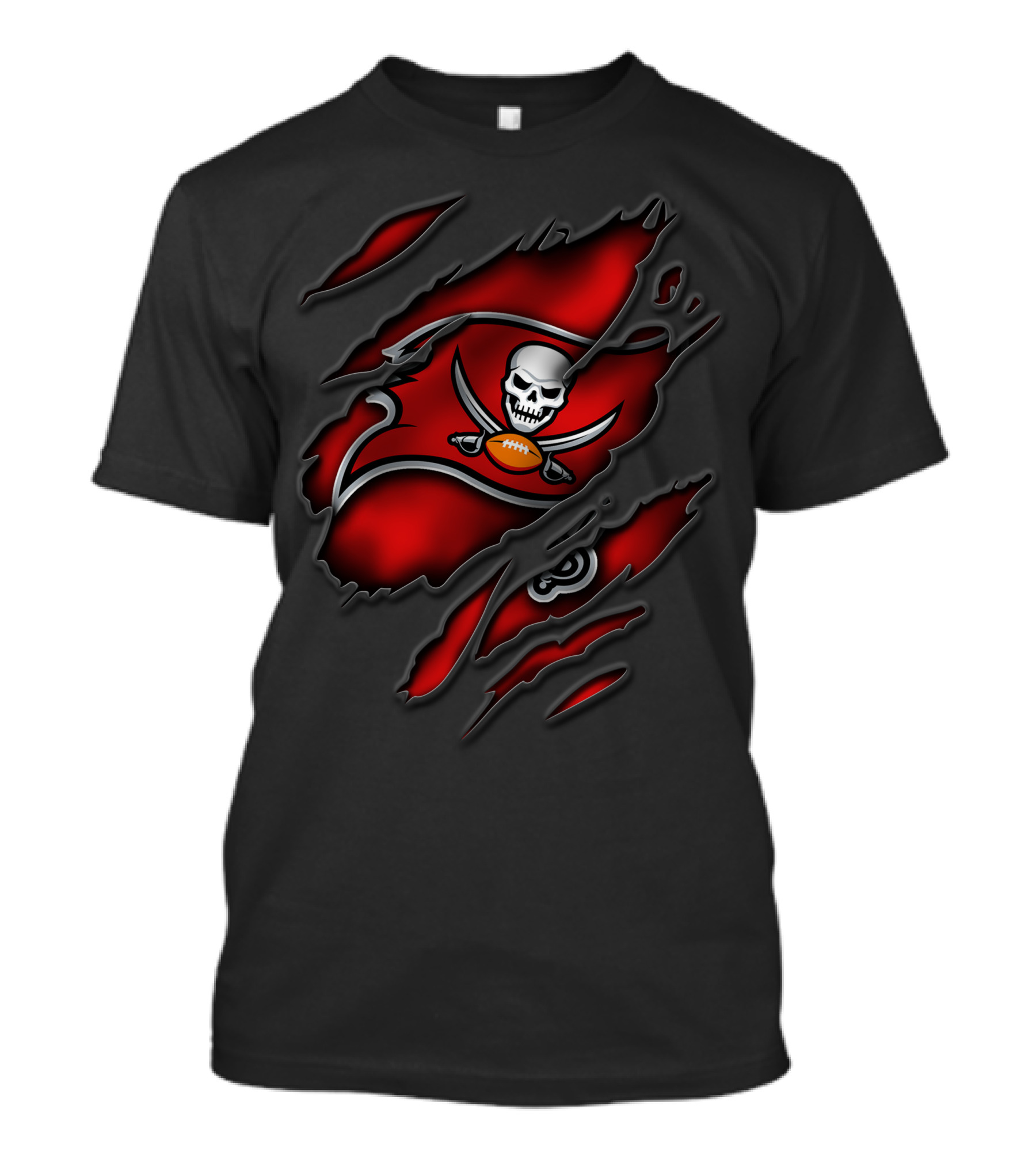 Torn V3 Tampa Bay Buccaneers Skull And Flag T-Shirt