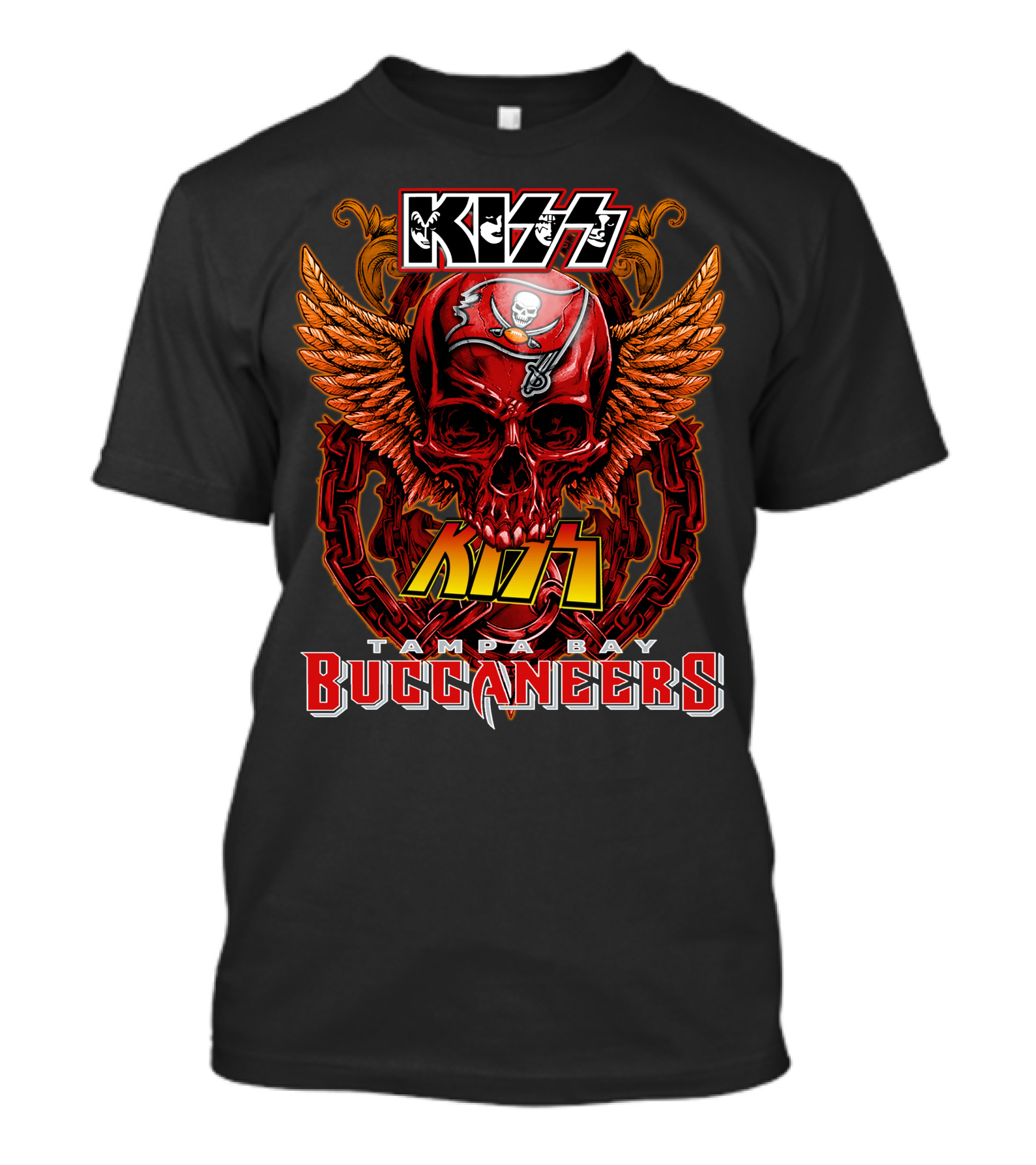 Kiss Tampa Bay Buccaneers Skull With Wings T-Shirt