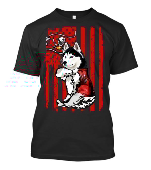 Siberian Husky Tampa Bay Buccaneers Heart Mom Flag T-Shirt