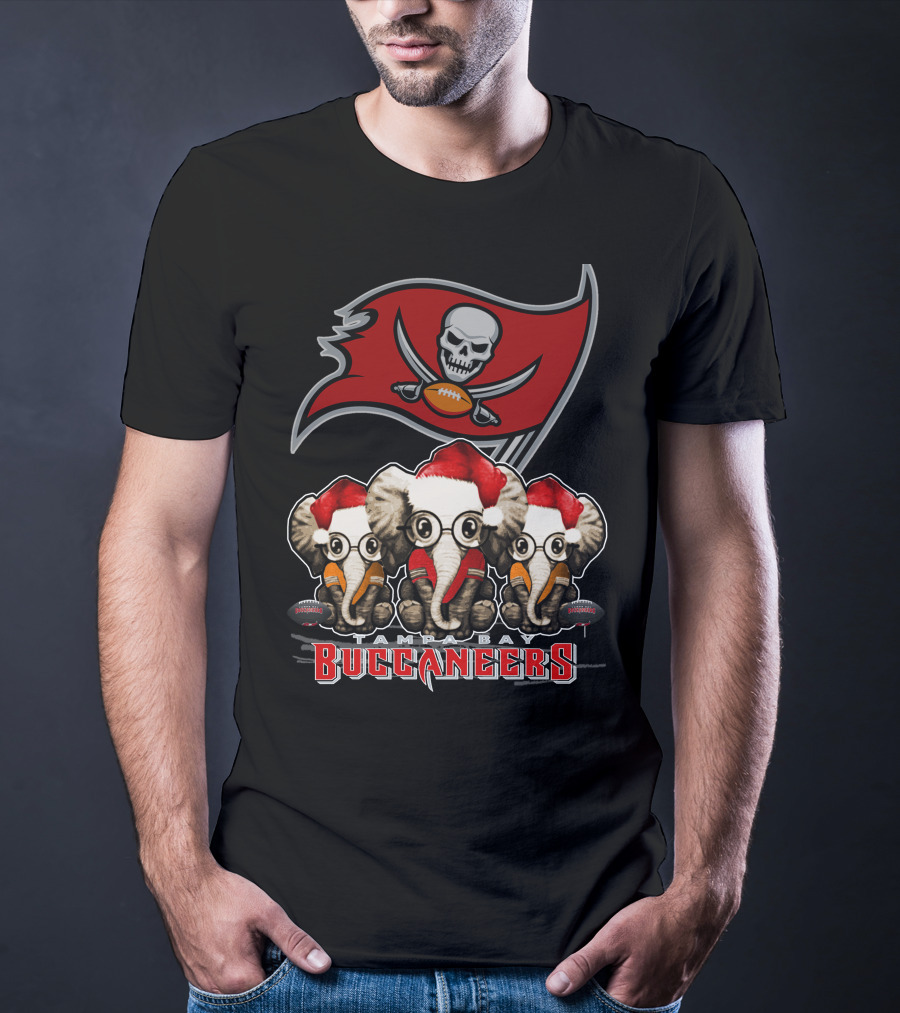 Tampa Bay Buccaneers Christmas Elephants Santa Hats NFL T-Shirt