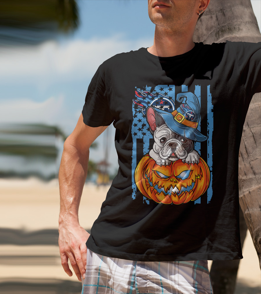 Hlw Bulldog Tennessee Titans Halloween Pumpkin Wizard Hat T-Shirt