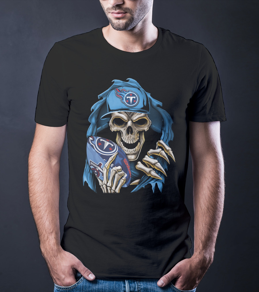Skullbong Tennessee Titans Football Skeleton Fan Gear T-Shirt
