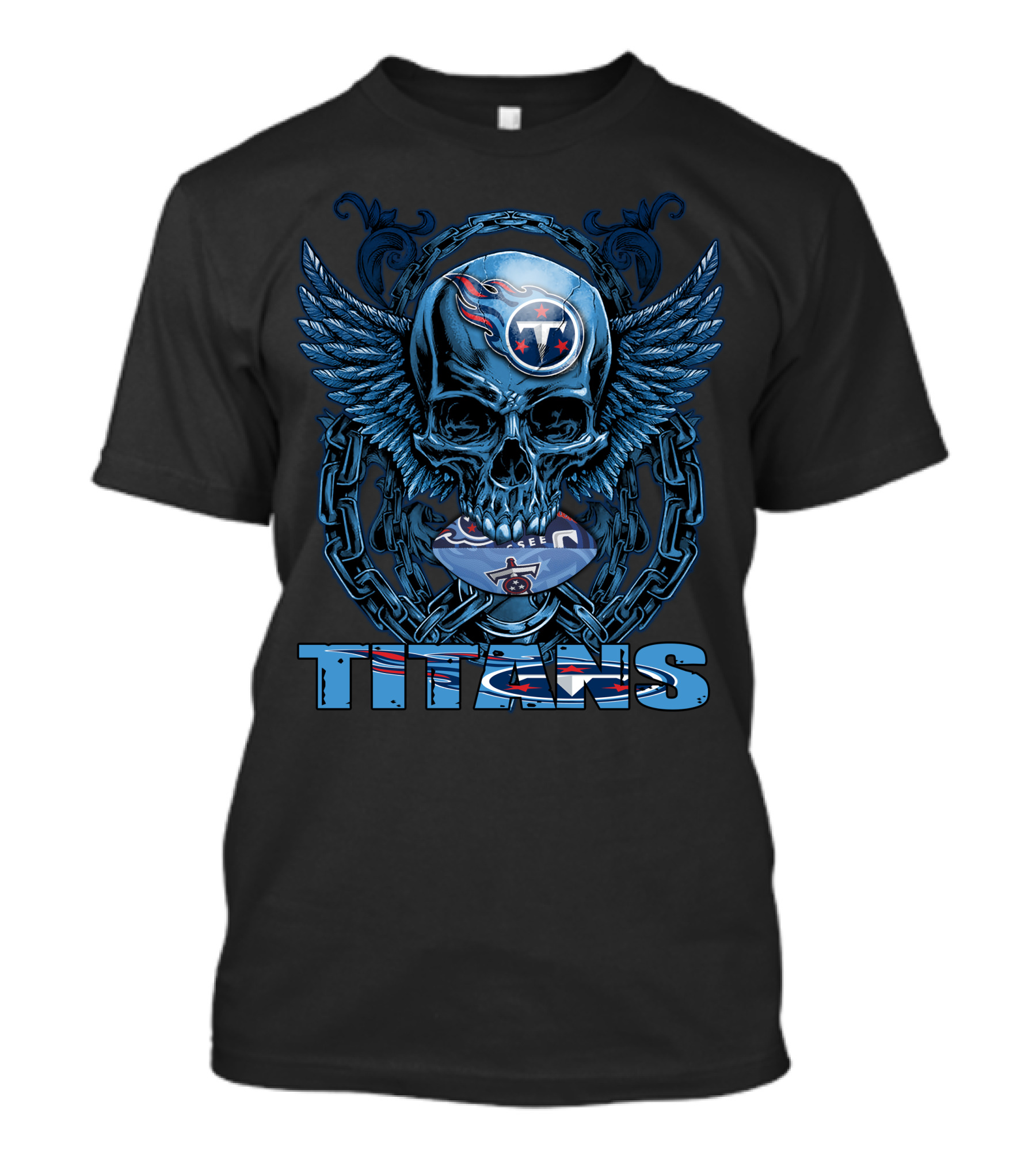 Skullfb Titans Winged Skull Football T-Shirt