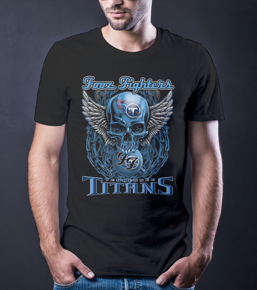 Foo Fighters Tennessee Titans Skull Winged T-Shirt