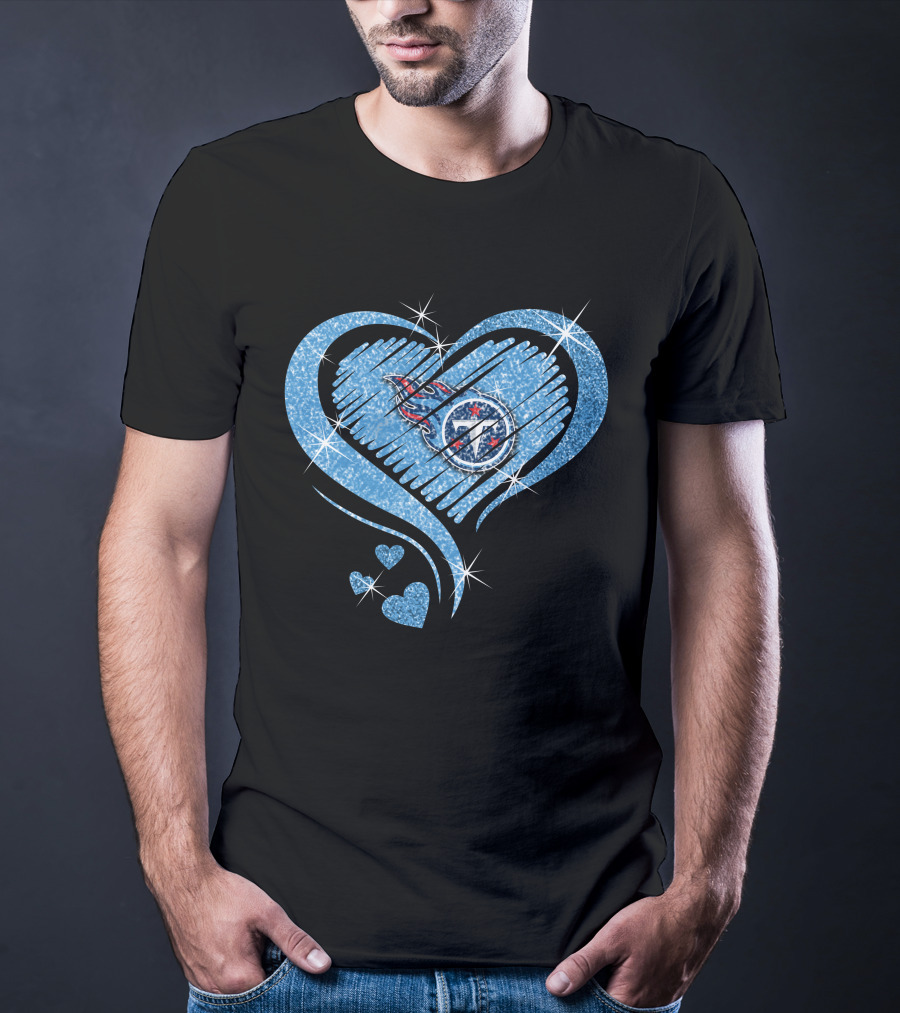 Tennessee Titans Heart Diamond Logo Sparkle T-Shirt