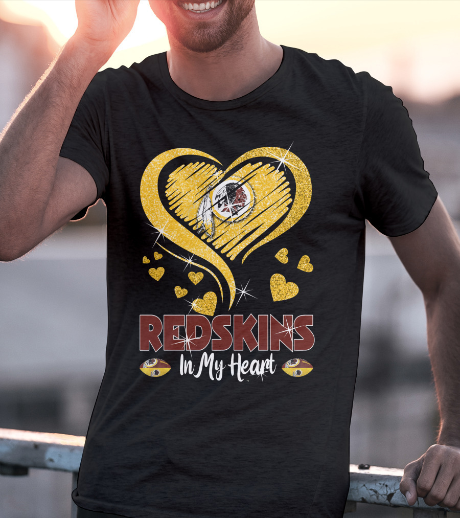 Redskins In My Heart Football Team Sparkling Heart T-Shirt