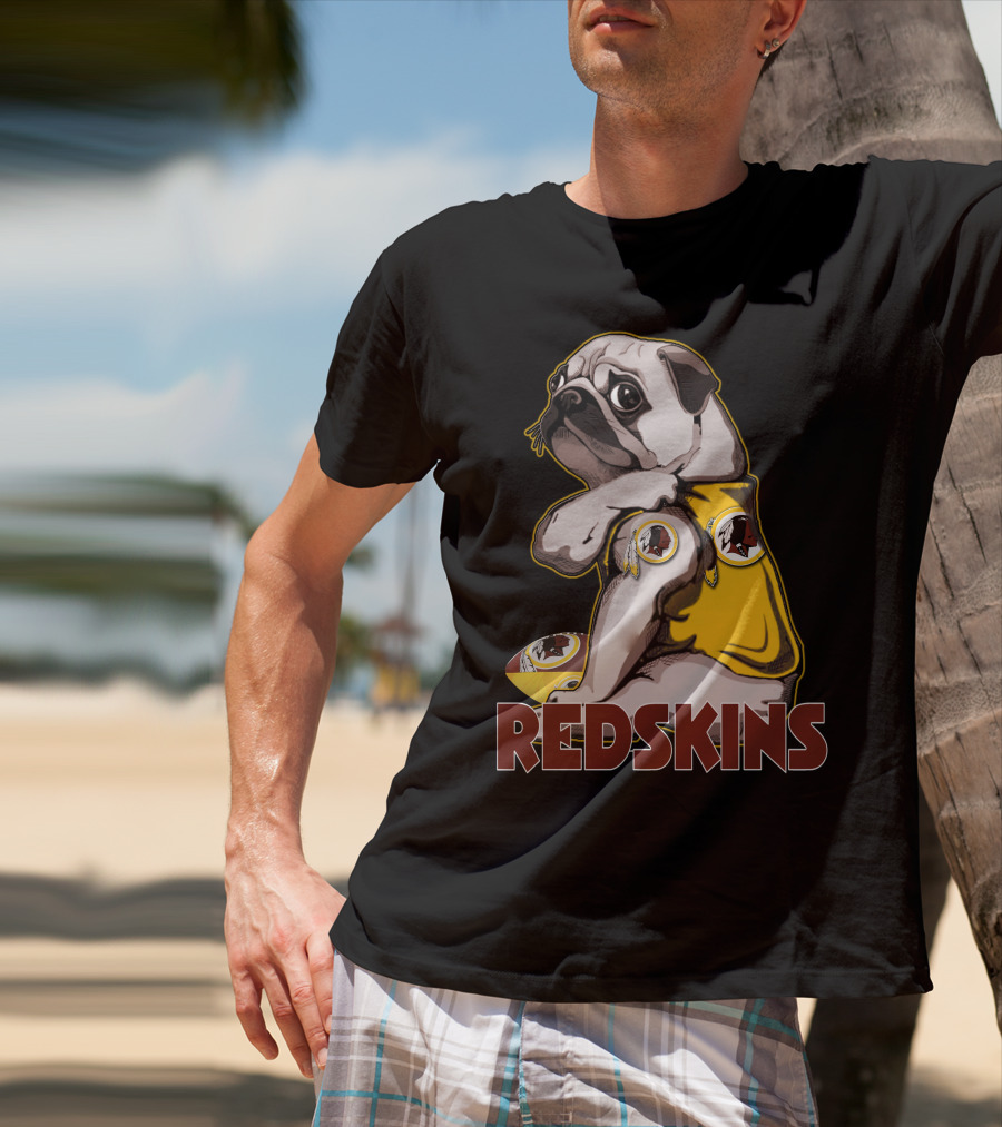 Pug With Washington Redskins T-Shirt