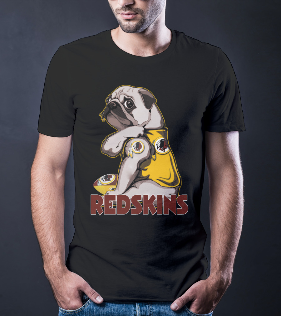 Pug With Washington Redskins T-Shirt