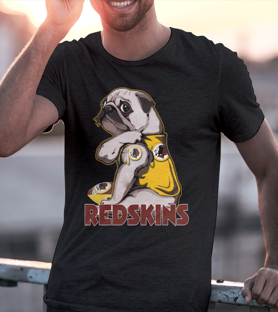 Pug With Washington Redskins T-Shirt