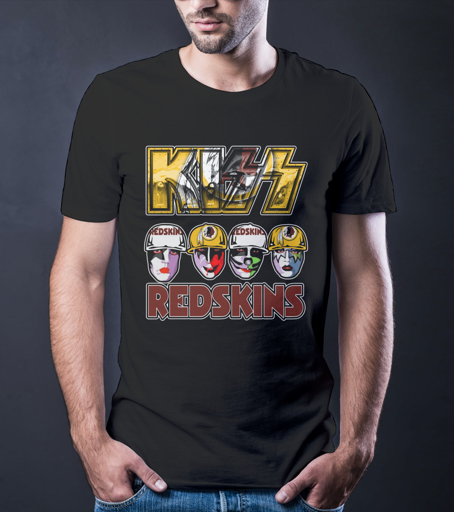 Kiss Washington Redskins Helmet Faces T-Shirt