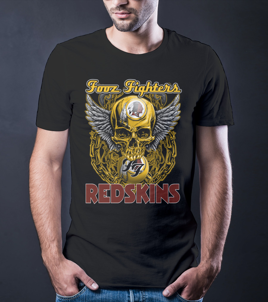 Fooz Fighters Redskins Skull Wings Chain T-Shirt