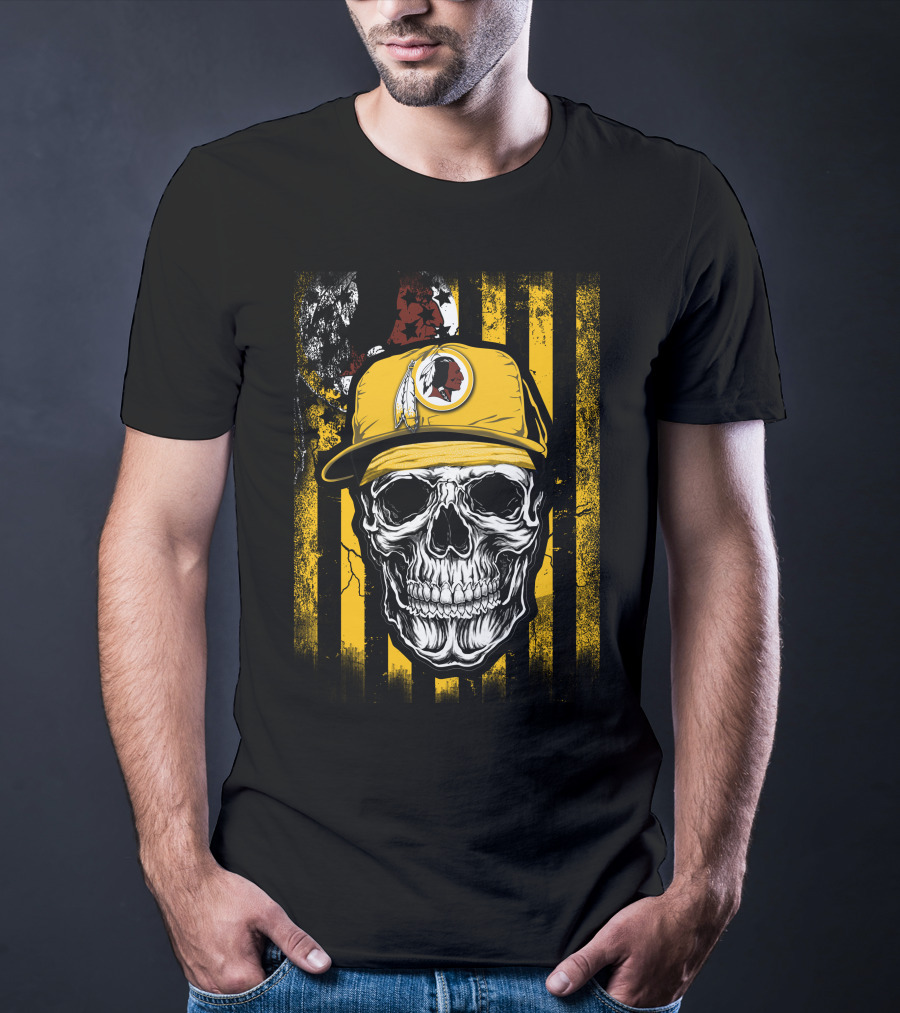 Skull V1 Washington Redskins Hat Stripes Iconic Sports Symbol T-Shirt