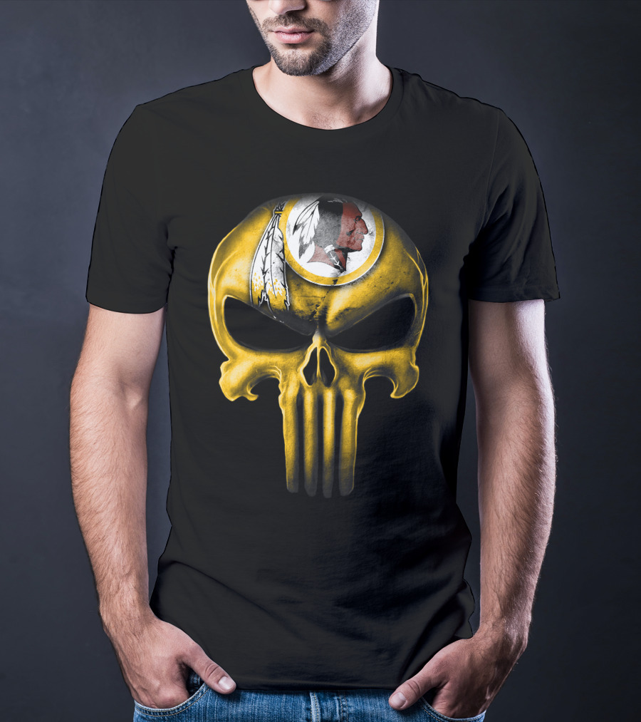 Skull Washington Redskins Logo Iconic Yellow T-Shirt