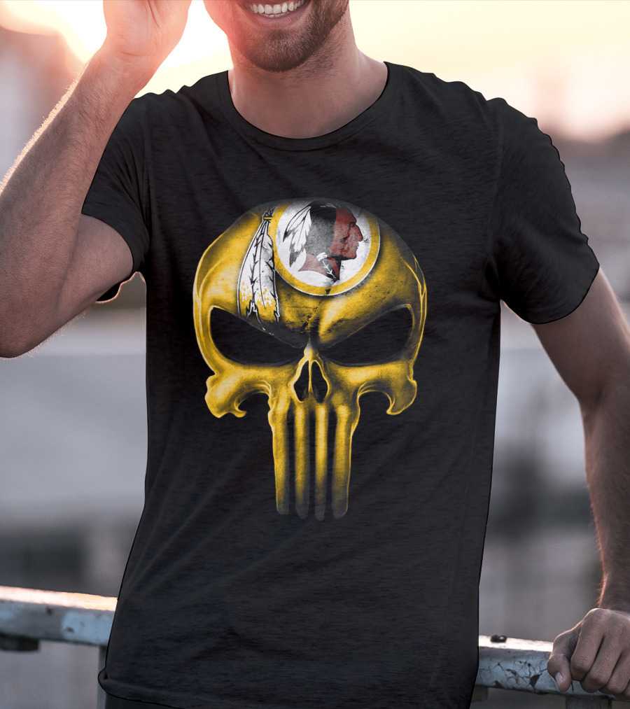 Skull Washington Redskins Logo Iconic Yellow T-Shirt