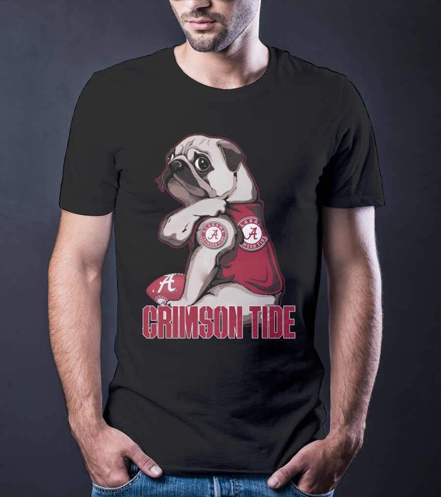 Pug Alabama Crimson Tide Football Fan Puppy T-Shirt