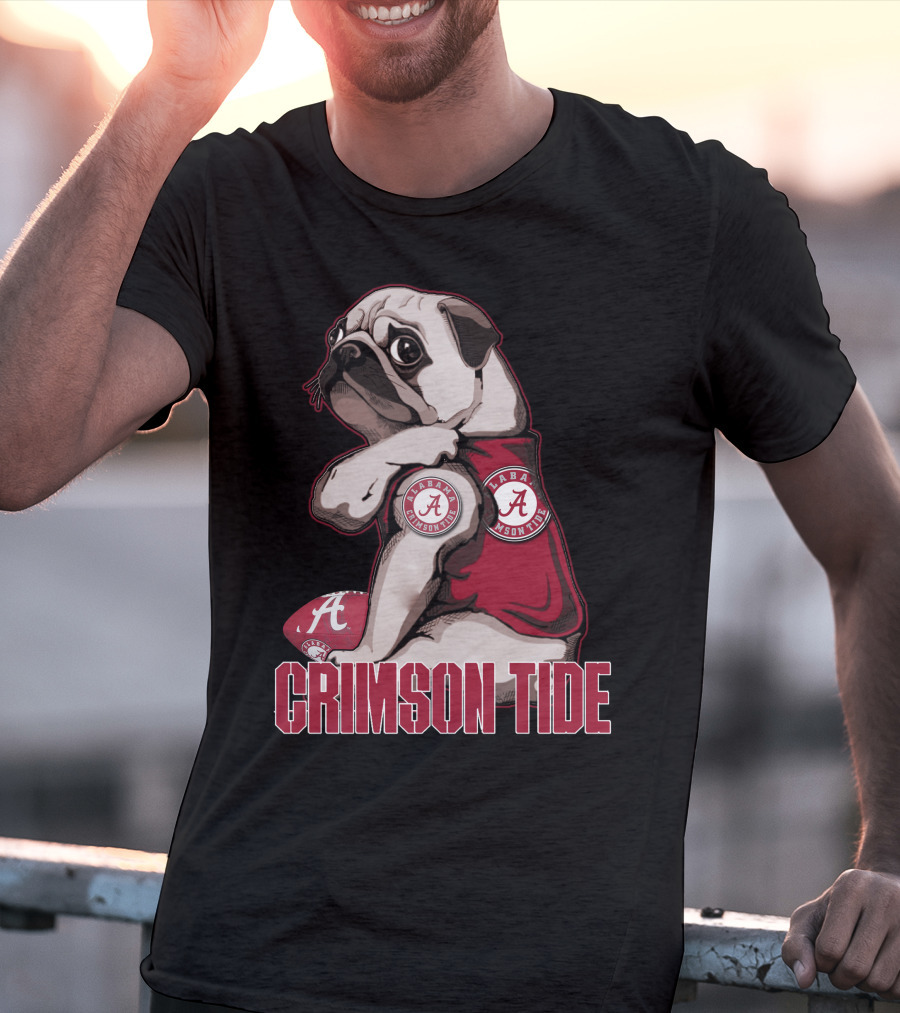Pug Alabama Crimson Tide Football Fan Puppy T-Shirt