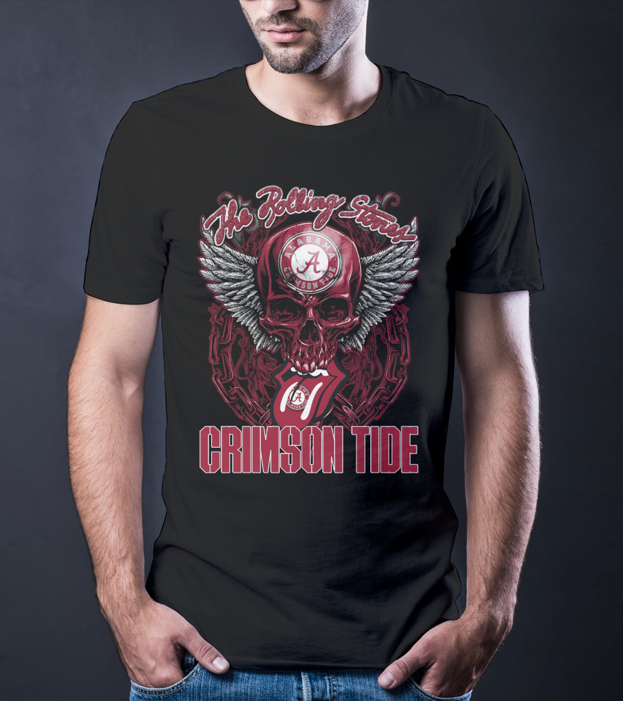 The Rolling Stones Alabama Crimson Tide Skull With Wings And Tongue T-Shirt