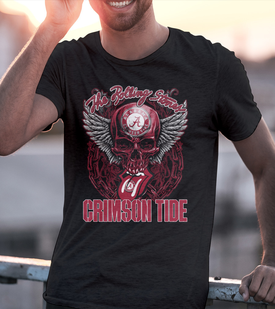 The Rolling Stones Alabama Crimson Tide Skull With Wings And Tongue T-Shirt
