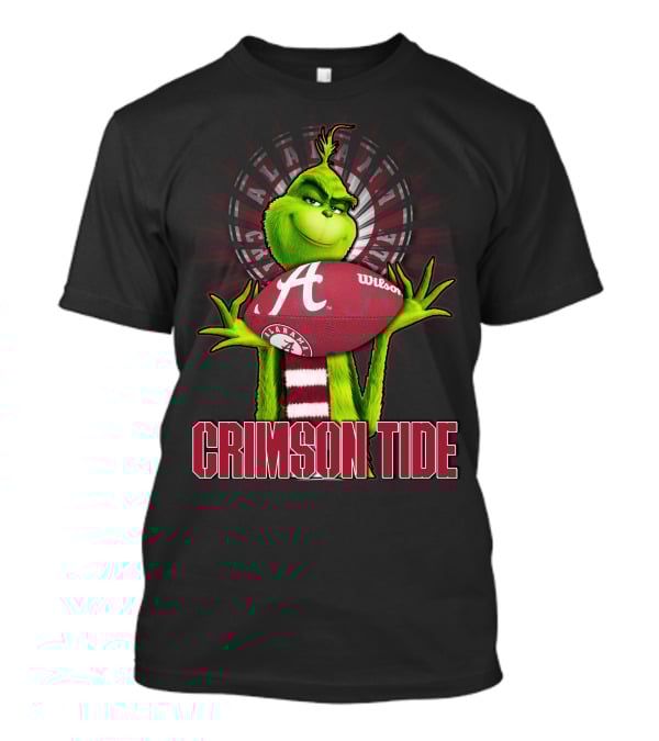 Grinch Holding Alabama Crimson Tide Football Wilson T-Shirt