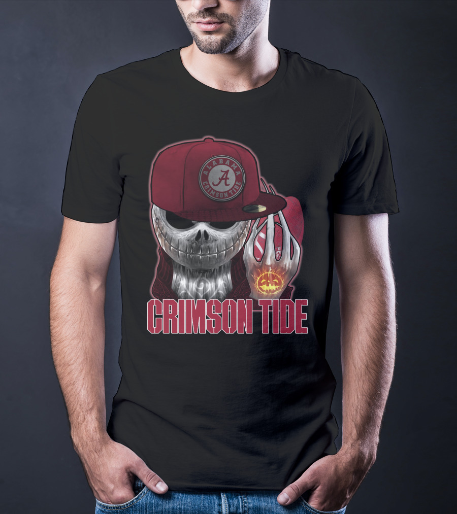 Jackskull Alabama Crimson Tide Halloween Pumpkin Skull T-Shirt