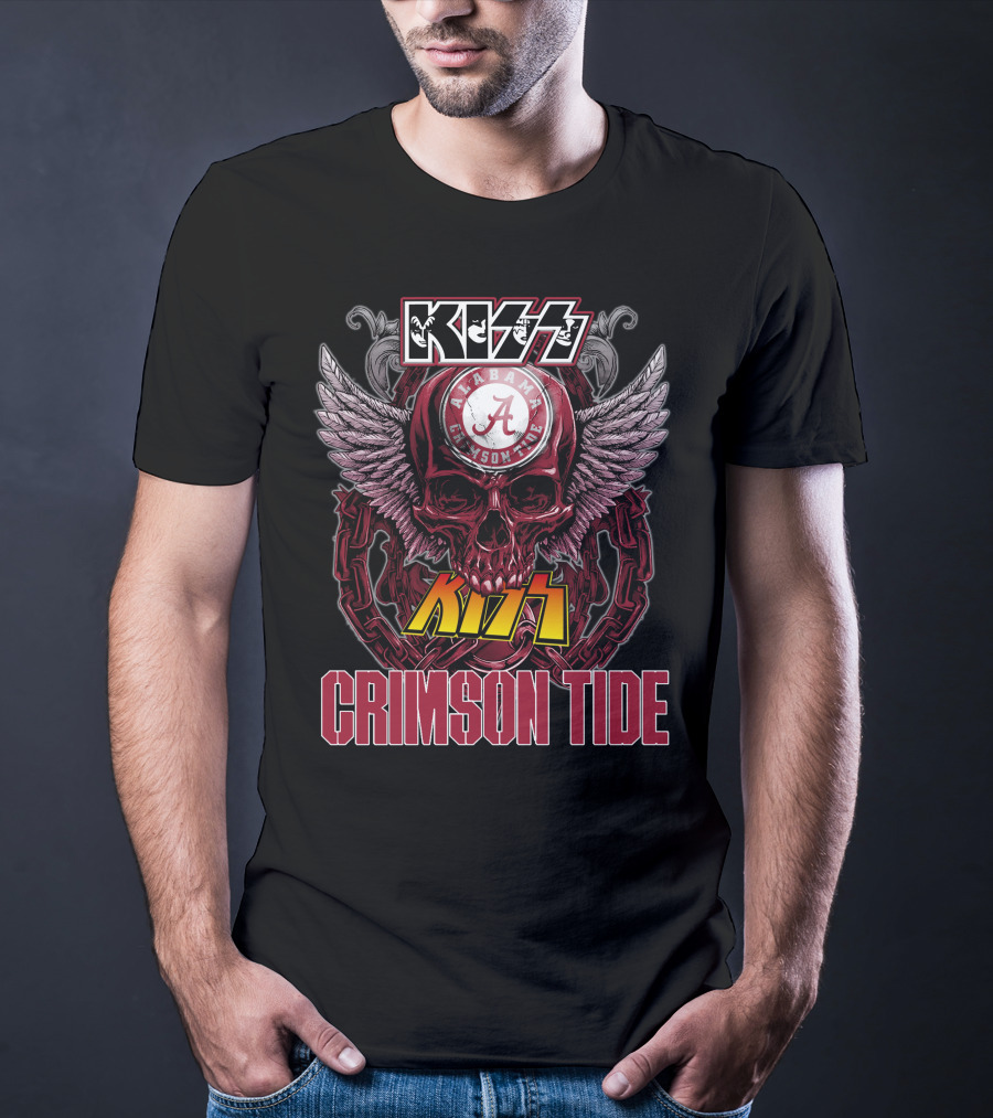 Kiss Alabama Crimson Tide Skull Wings Chain T-Shirt