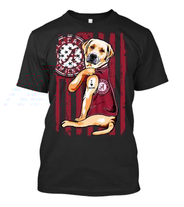 Labrador Retriever I Love Mom Alabama Crimson Tide Flag T-Shirt