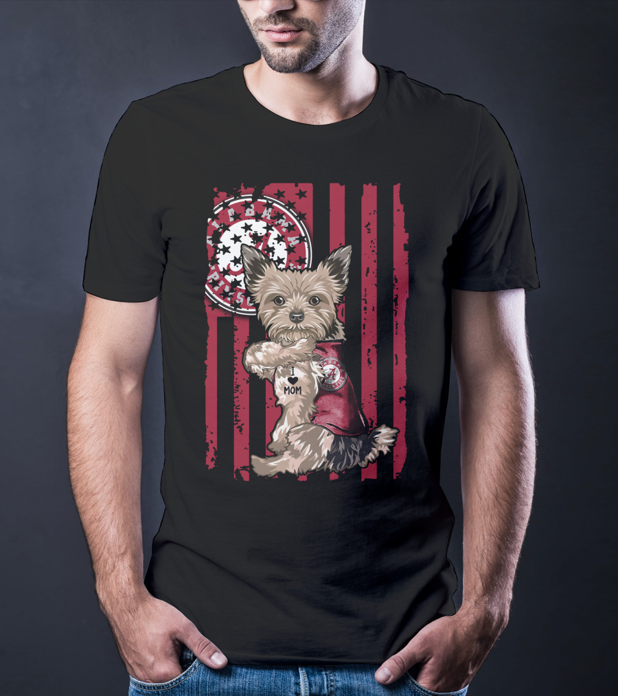 Yorkshire Terrier I Love Mom Alabama Crimson Tide T-Shirt